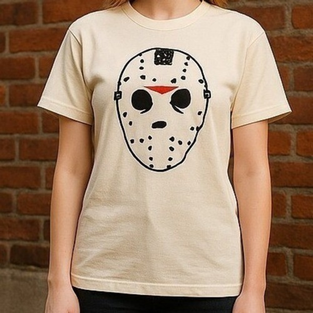NEW Friday the 13th Jason Hockey Mask Graphic T-Shirt Sz L Horror Halloween Goth